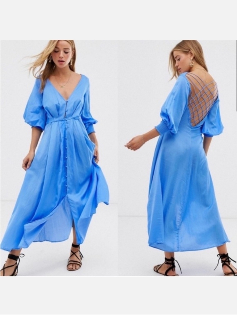 Free People Later Days Maxi with Lattice Back